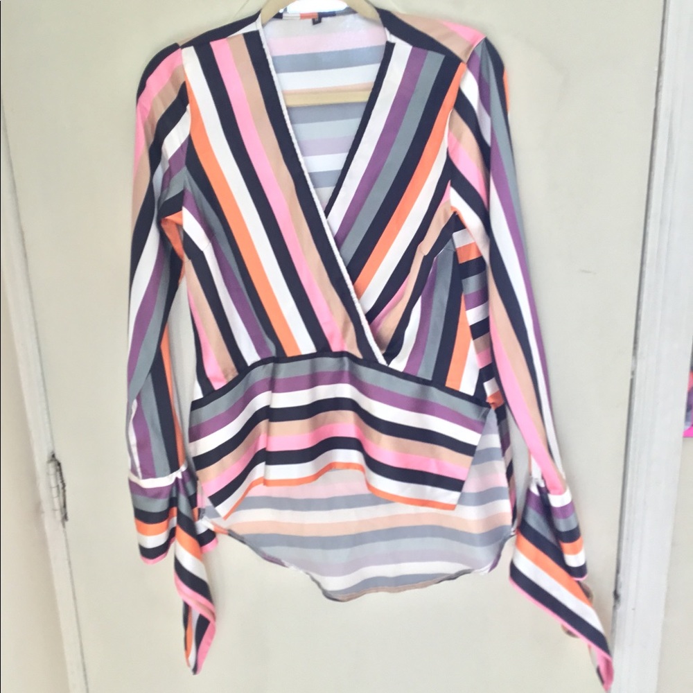 Stripe Polyester Blouse, - image 3